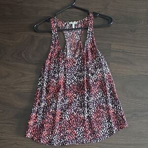 Joie Red and Black Leopard Print Tank Top
